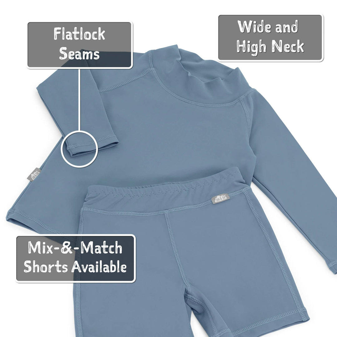 Long Sleeve Swim Shirt - Blue Gray