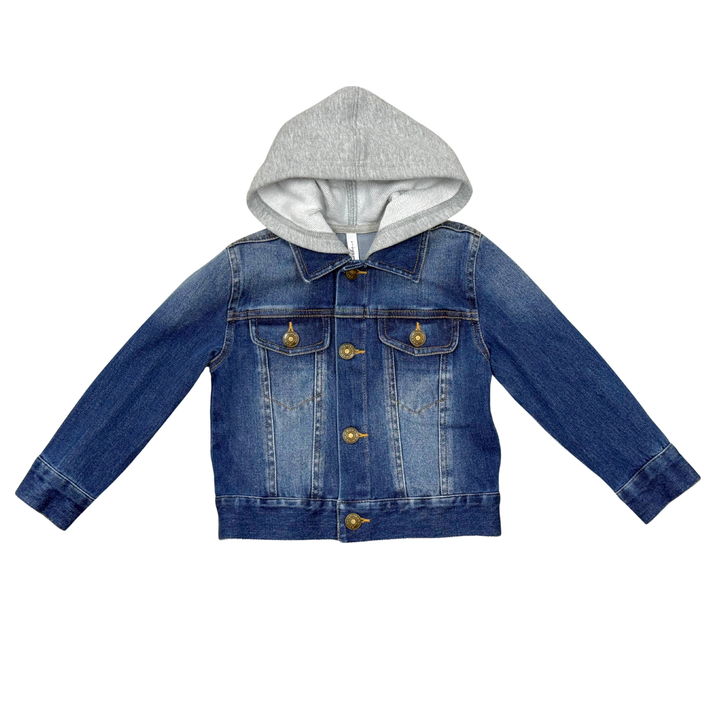 Hooded Denim Jacket - Dark Blue