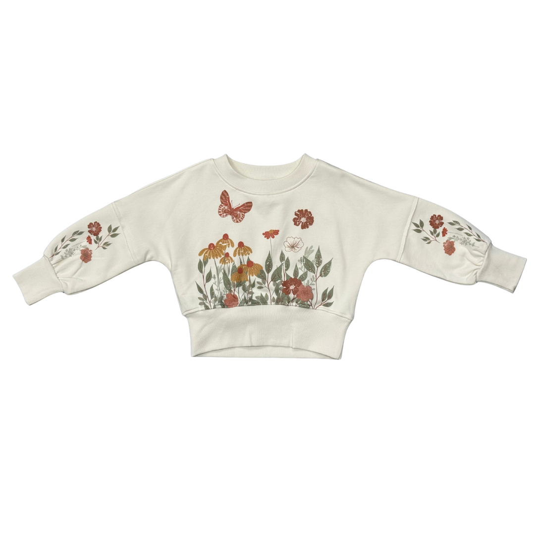 Drop Shoulder Blouson Sweatshirt - Floral Garden