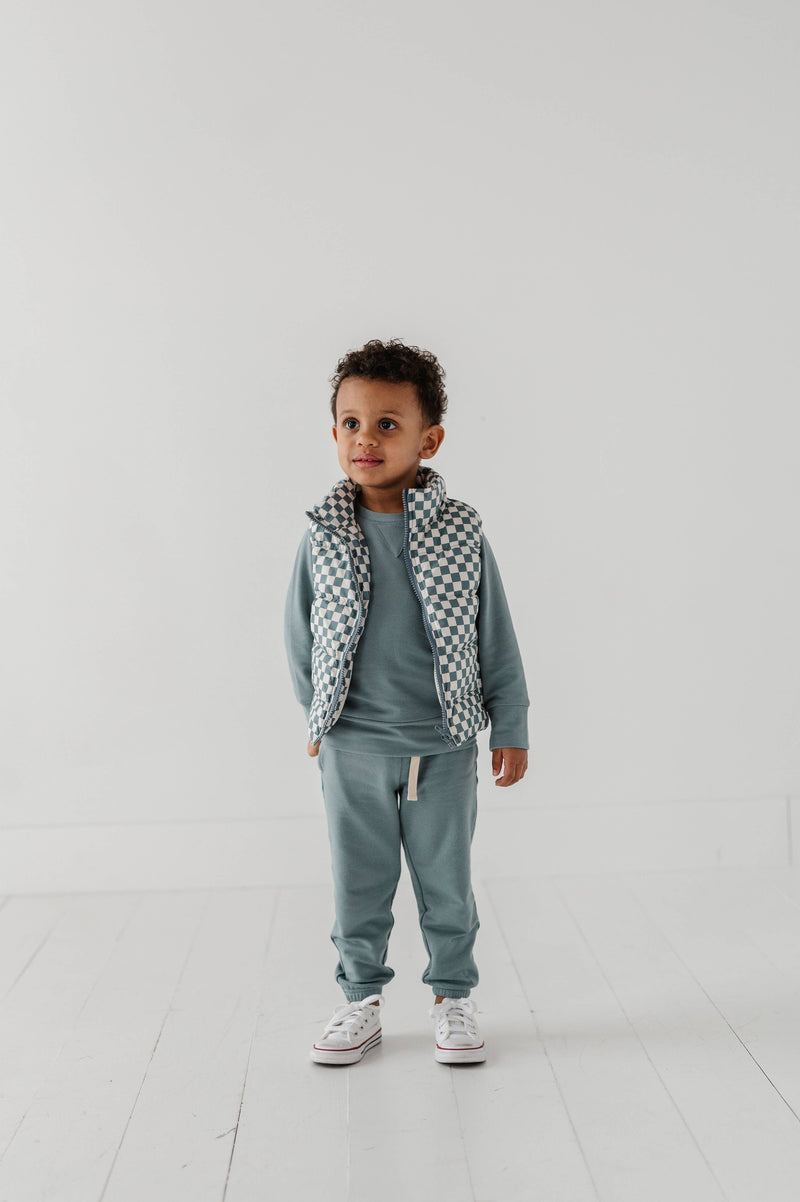 Puffer Vest - Checkered Storm