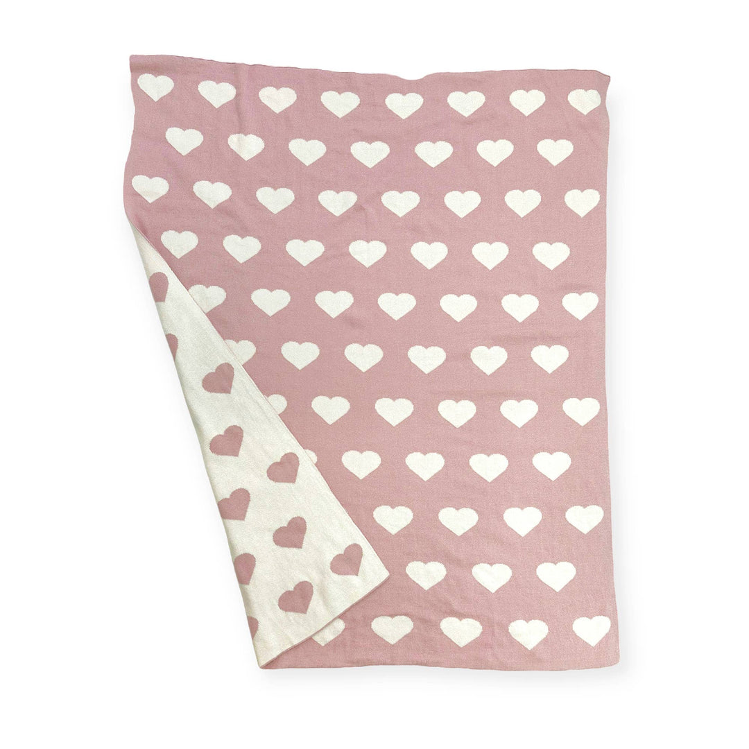 Hearts Reversible Knit Baby Blanket
