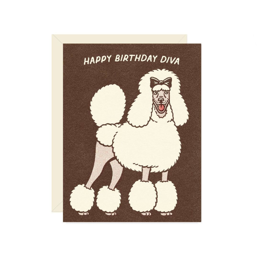 Diva Poodle Birthday Card 