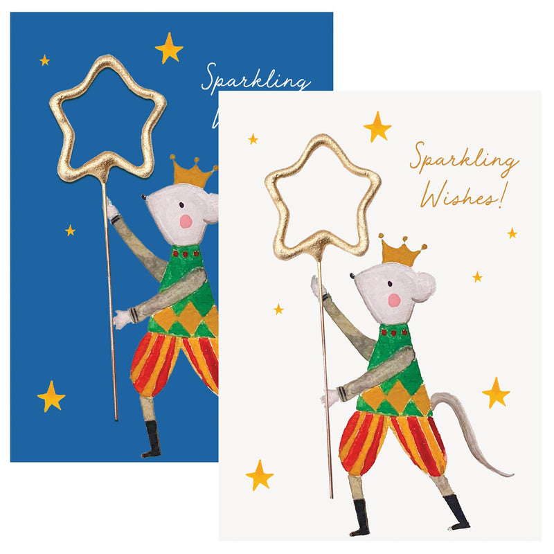 Mini 4" Gold Star Holiday Sparkler Card - Assorted