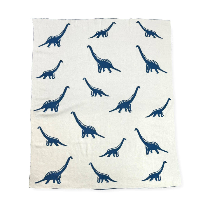 Reversible Knit Baby Blanket - Dinosaurs