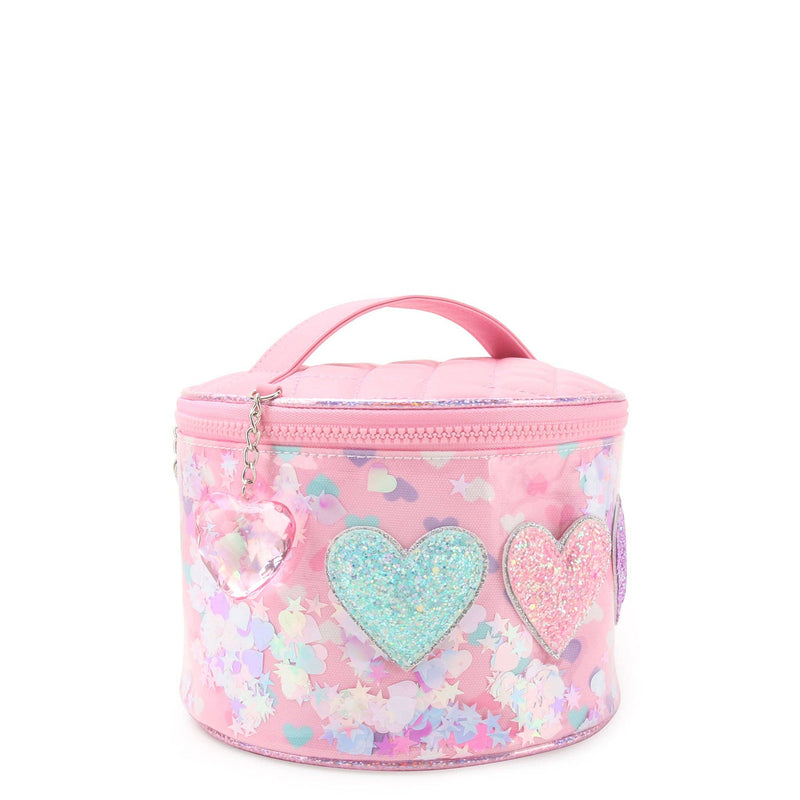 Confetti Hearts Pink Round Glam Bag
