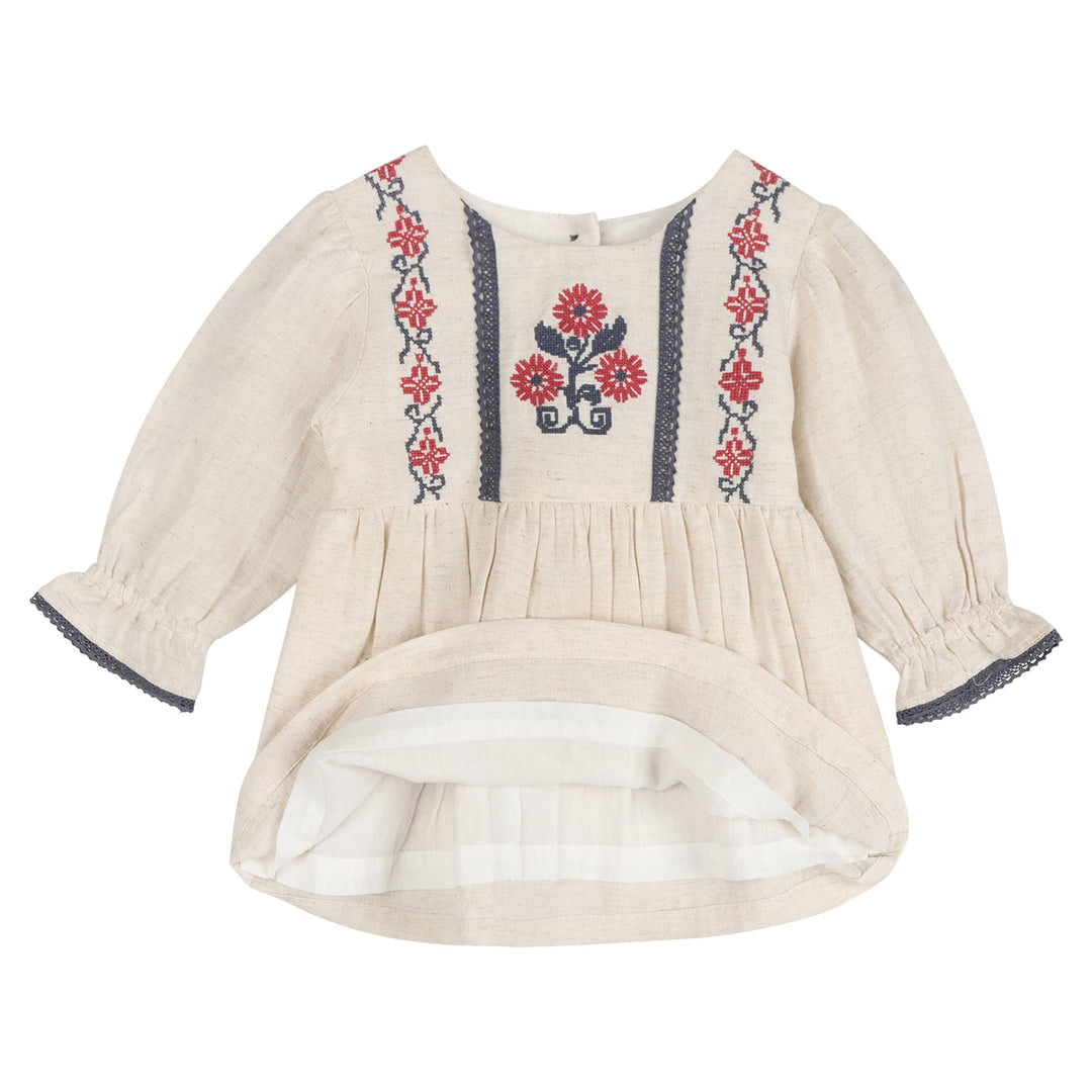 Eileen Embroidered Dress & Bloomer Set