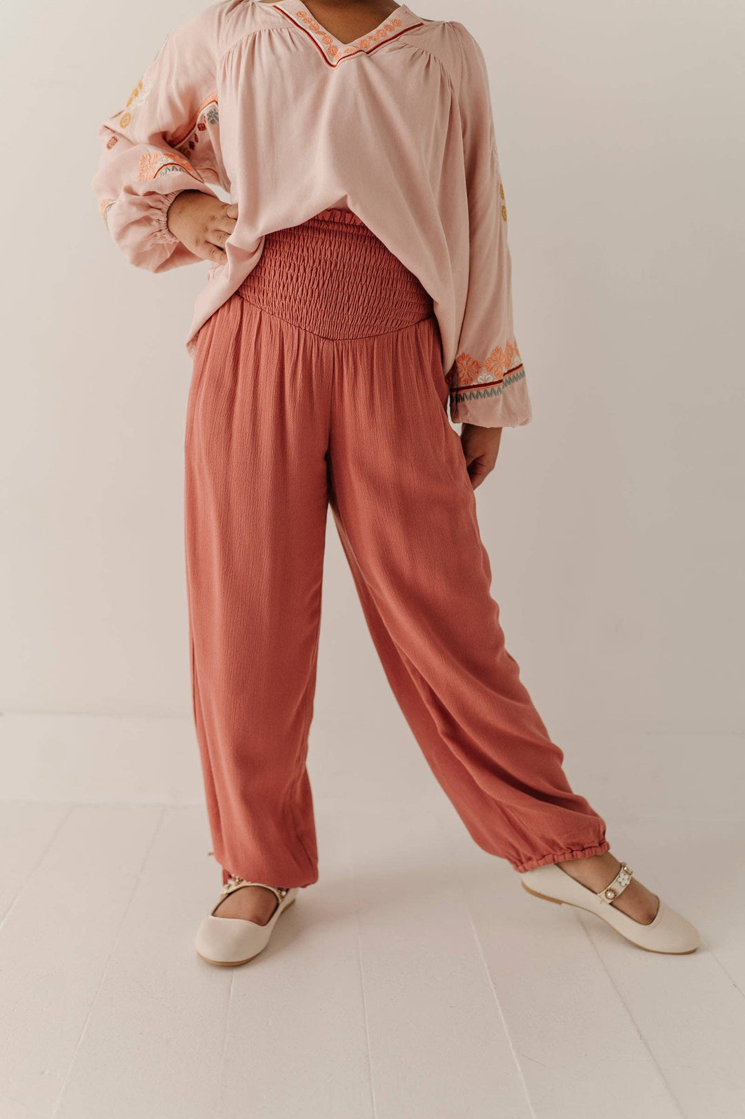 Harem V-Waist Tie Pants - Brick