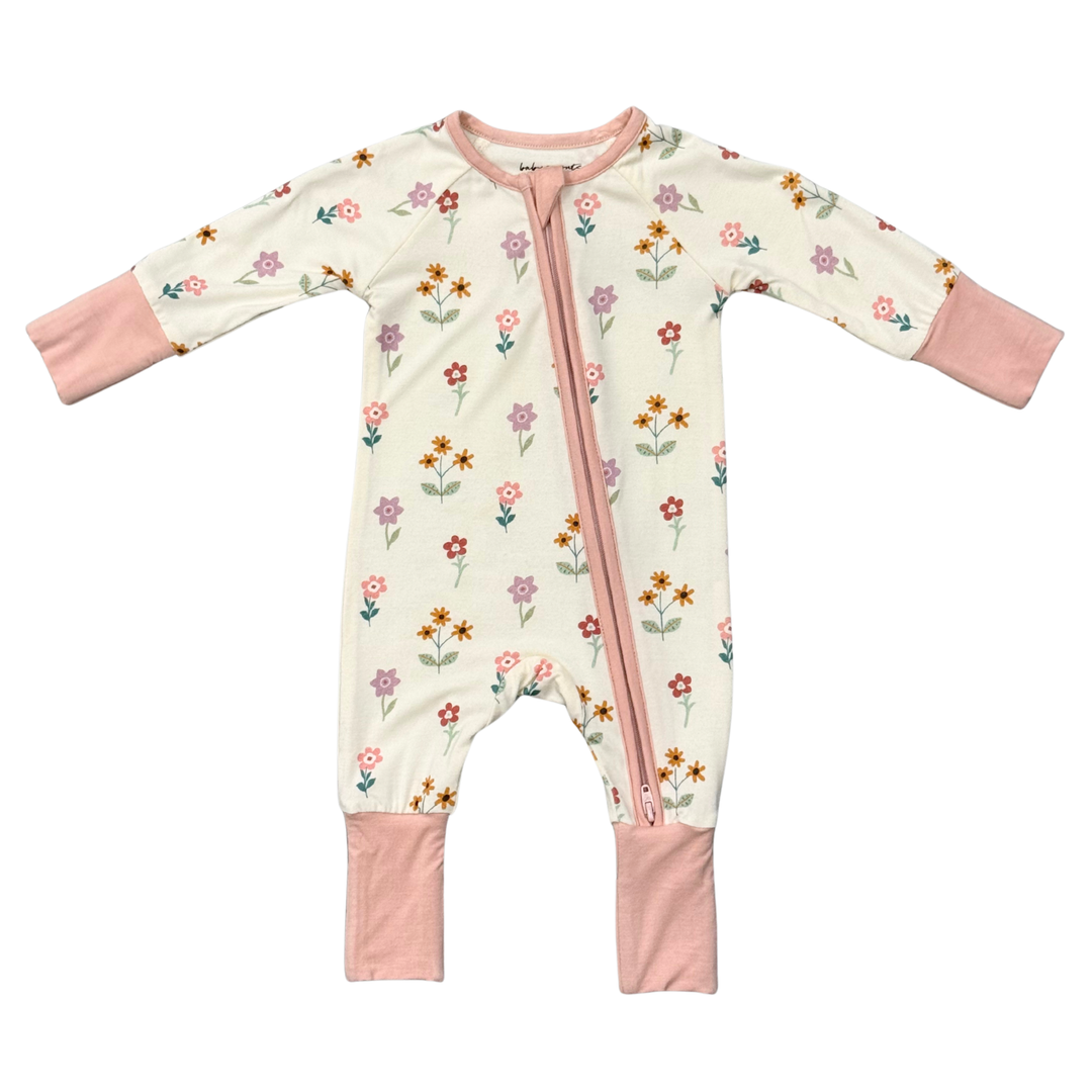 Long Sleeve Zip Romper - Meadow Bloom