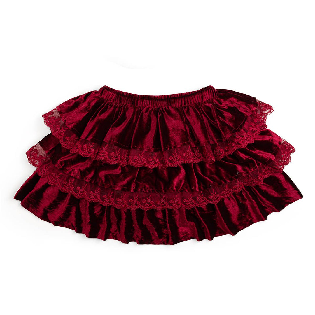 Ruby Red Velvet Tiered Christmas Skirt