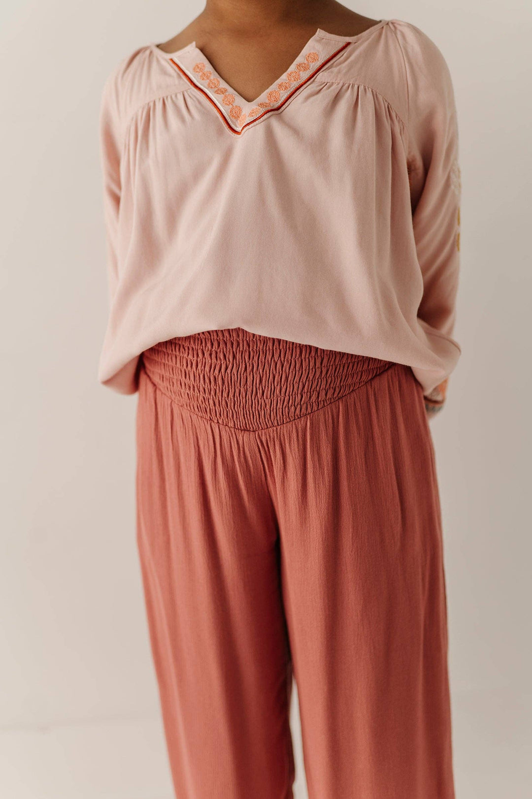 Harem V-Waist Tie Pants - Brick
