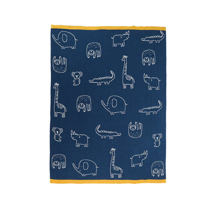 Reversible Knit Baby Blanket - Animal Friends