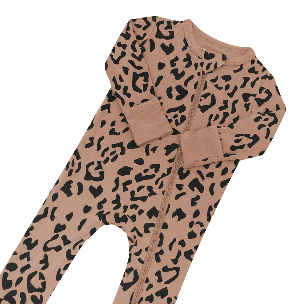Zippered Romper - Latte Leopard