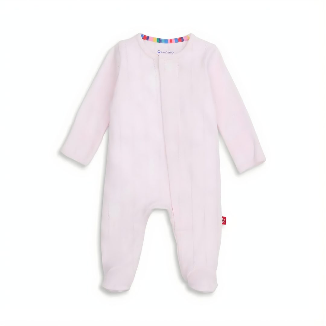 Pink Love Lines Pointelle Footie
