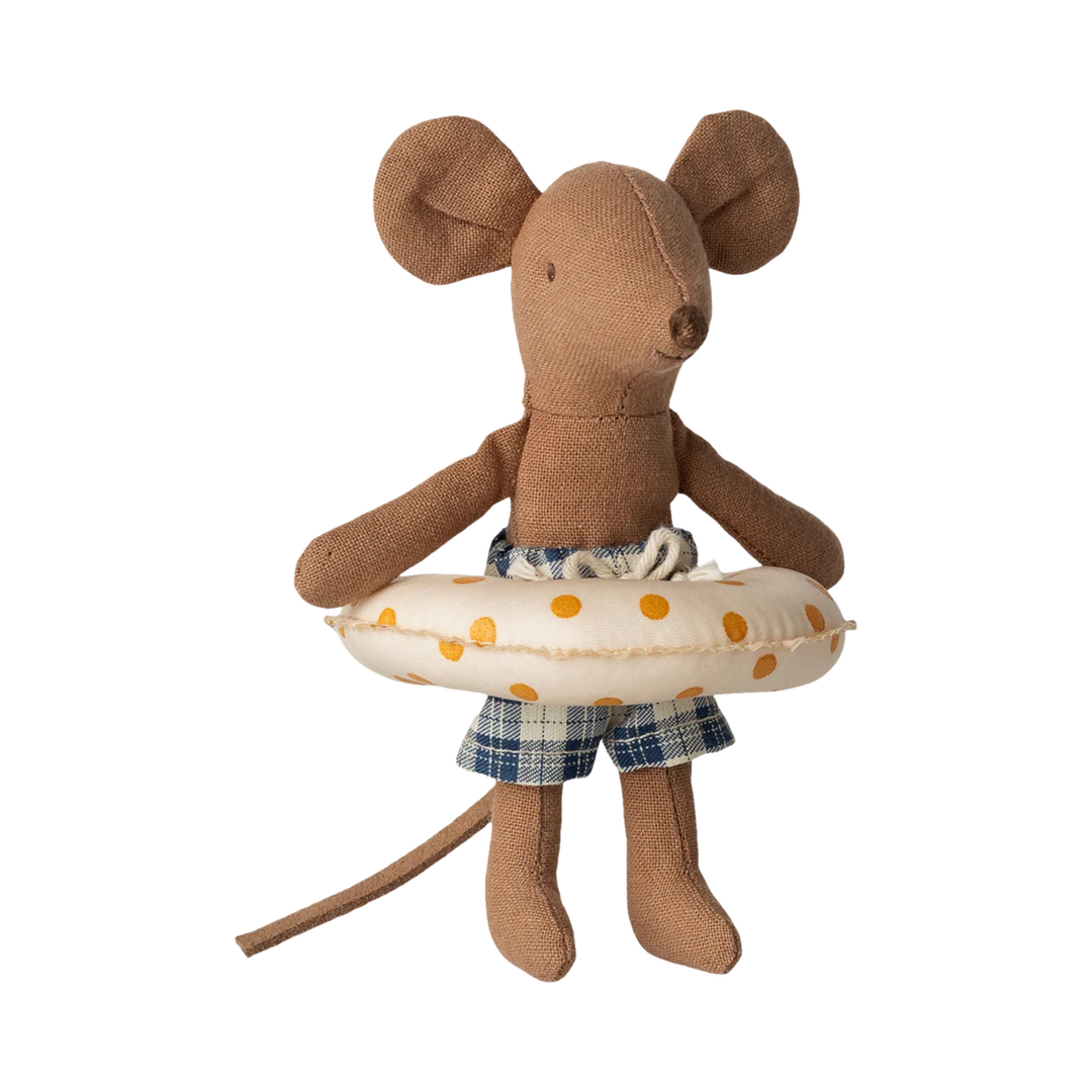 Beach mouse with float, Little brother - Yellow dots