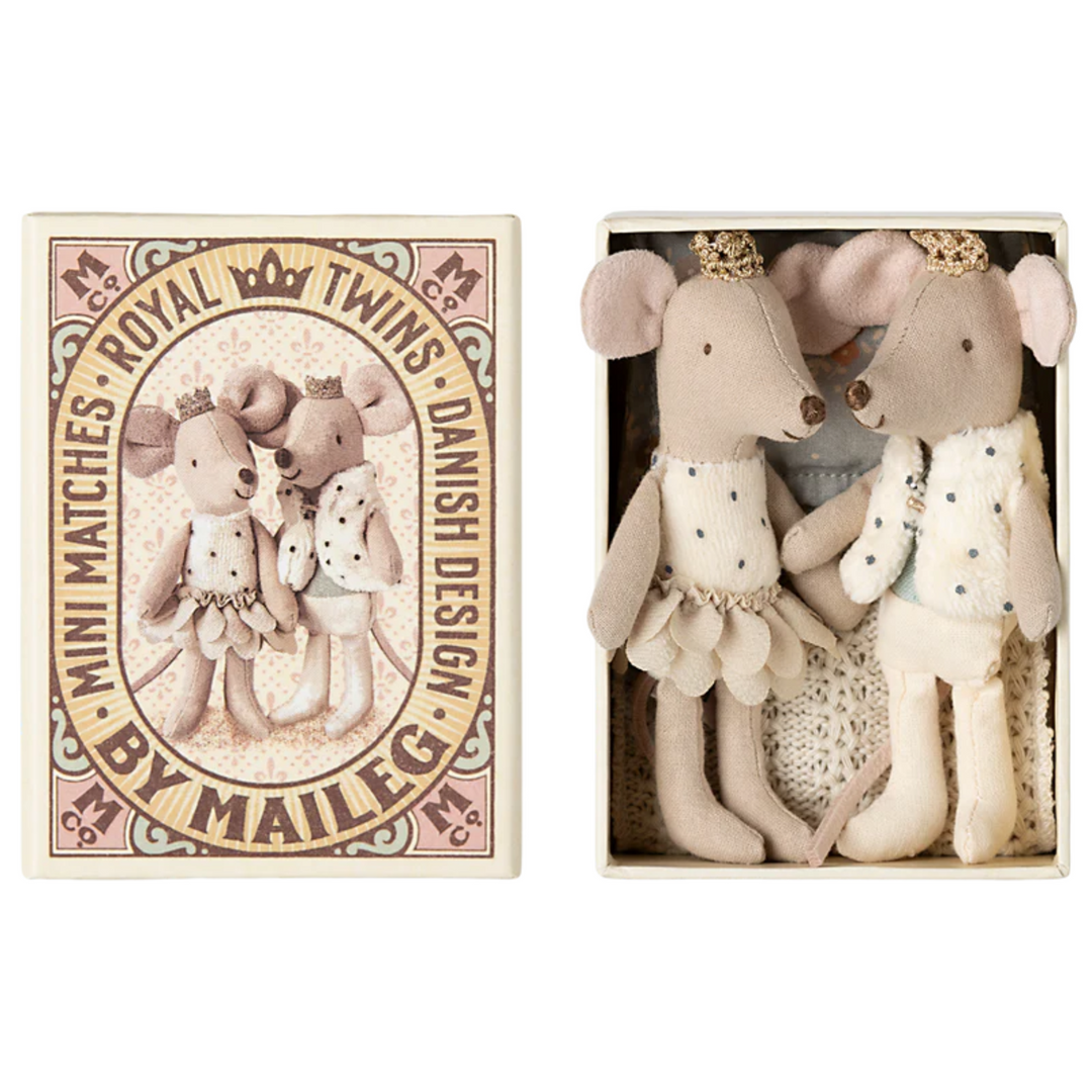 Royal twin mice, Little sister and brother in matchbox