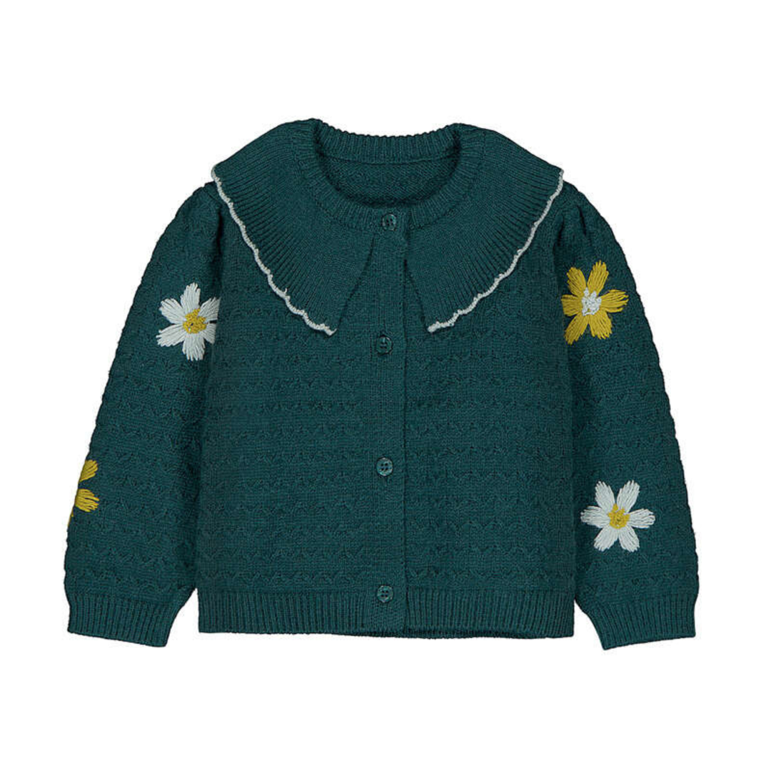 Floral-Embroidered Cardigan - Nenufar