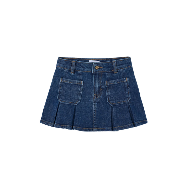 Pleated Denim Skirt