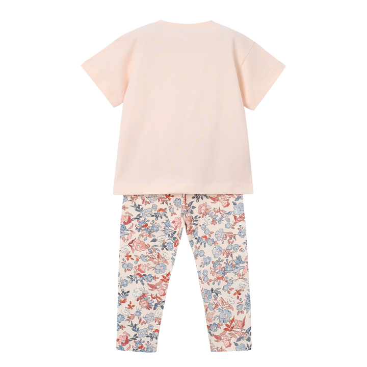 Printed Leggings and T-shirt Set - Salmon
