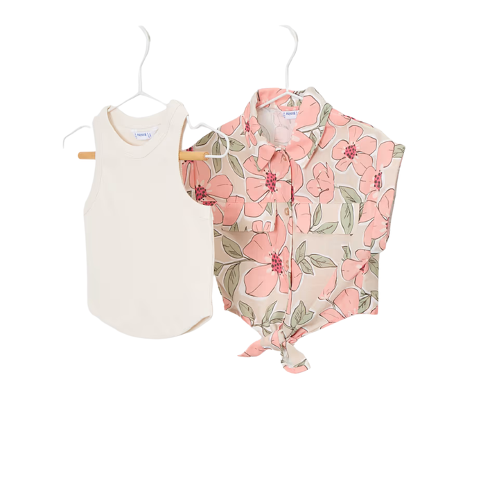 Printed Shirt with Top - Tangerine