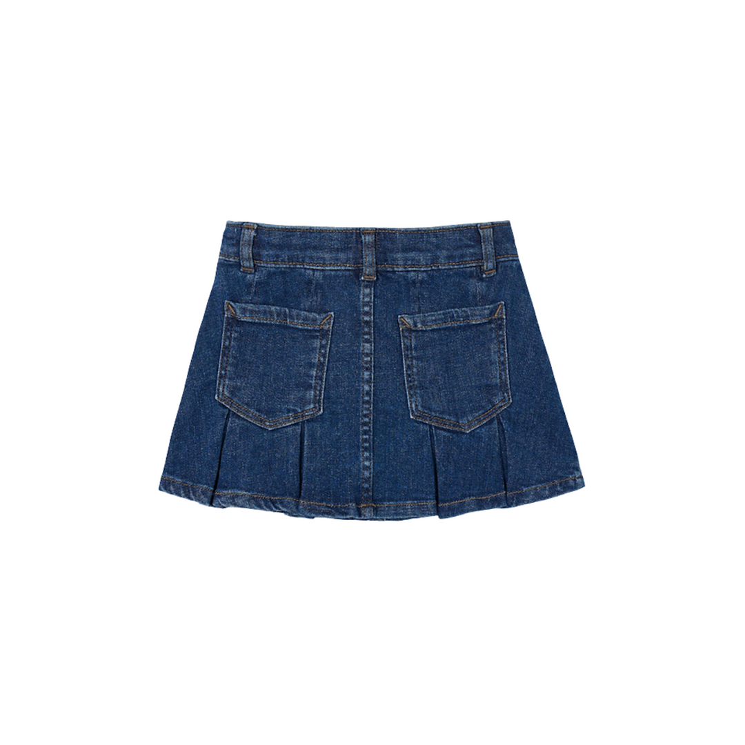 Pleated Denim Skirt