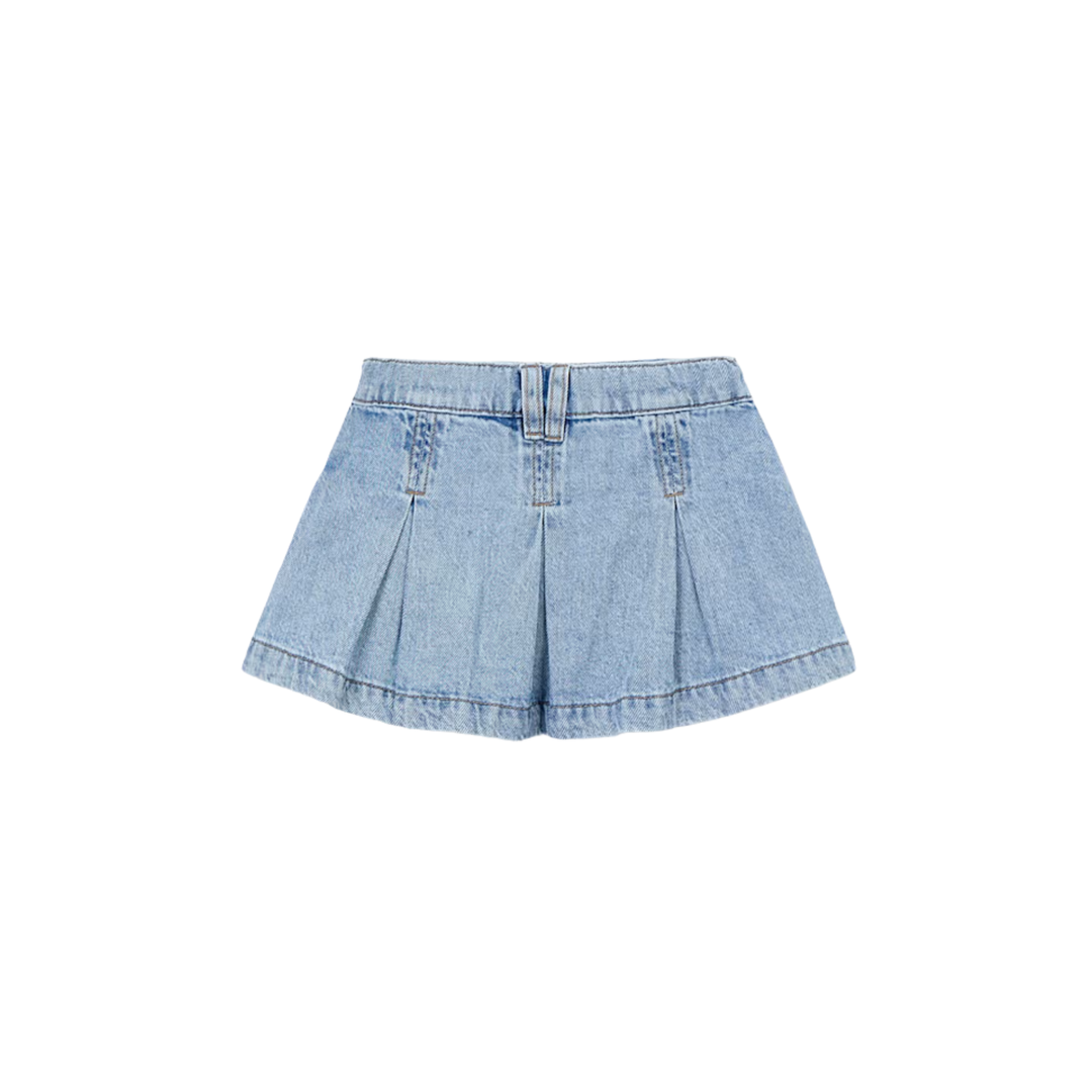 Pleated Denim Skirt - Light Denim