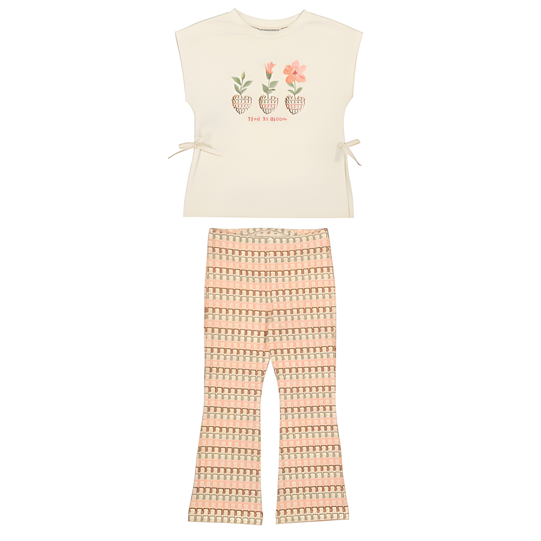 Flare Leggings and T-shirt Set - Tangerine