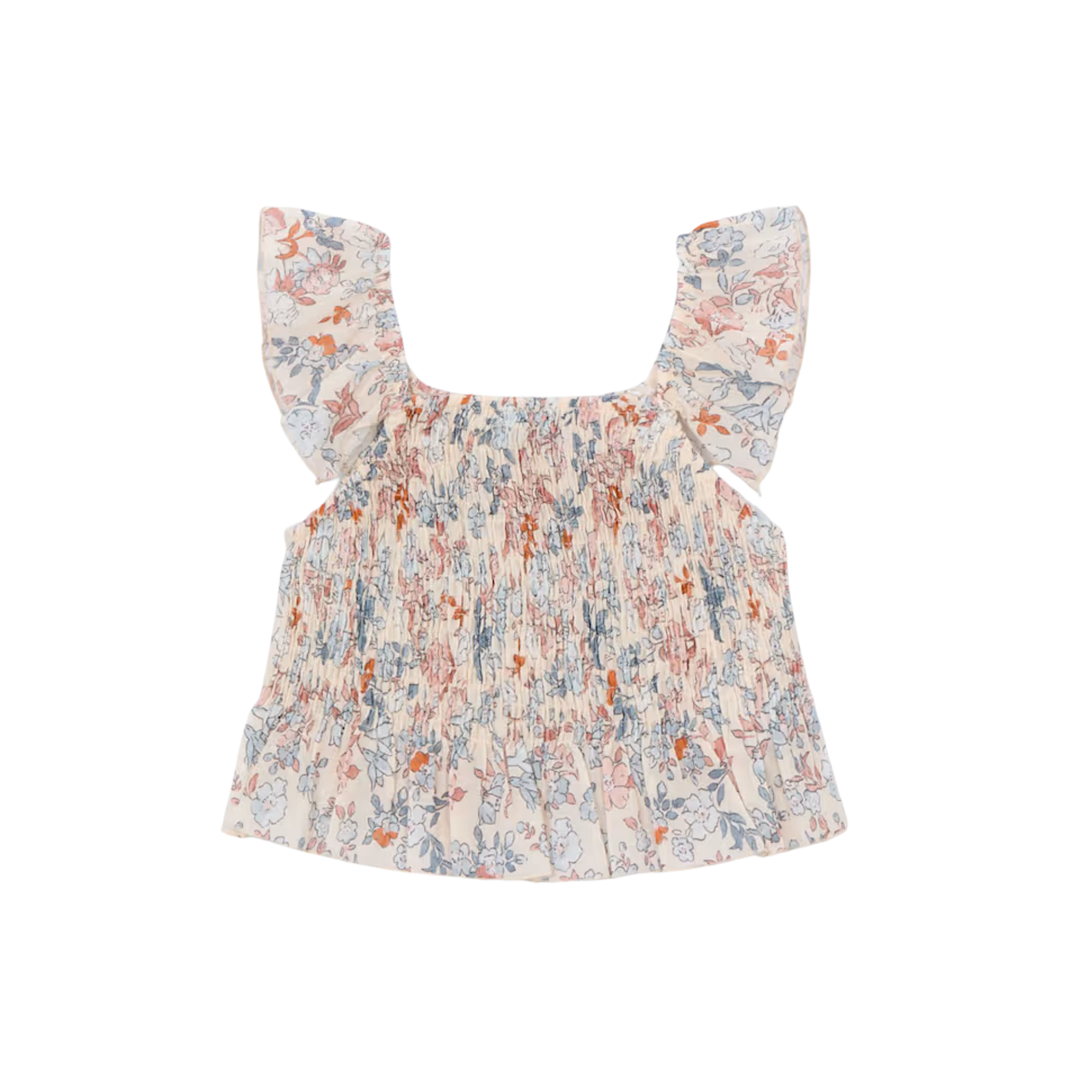 Printed Bambula Top - Salmon