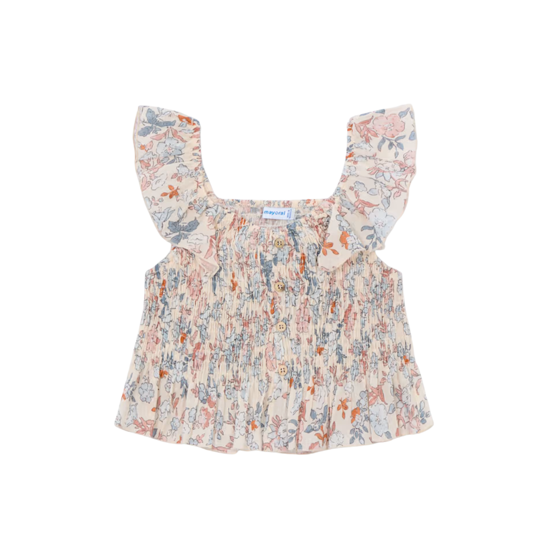Printed Bambula Top - Salmon