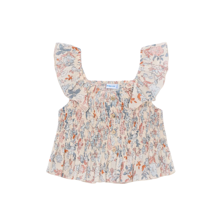 Printed Bambula Top - Salmon