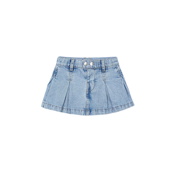 Pleated Denim Skirt - Light Denim
