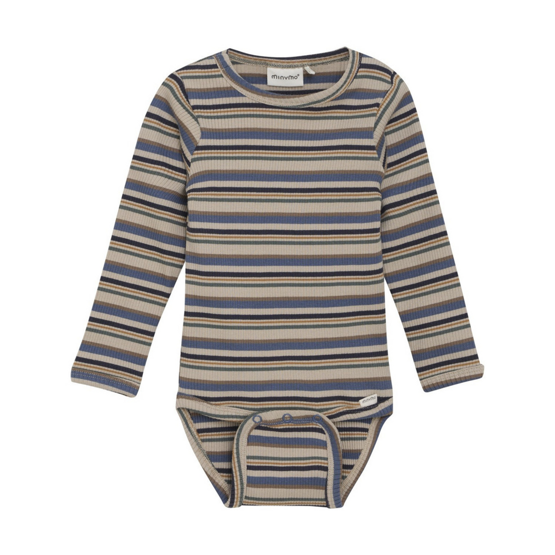 Stripe Long Sleeve Onesie - China Blue