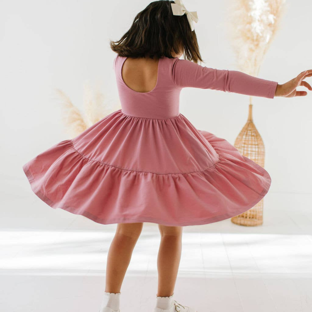 Gwendolyn Ruffle Dress in Antique Rose