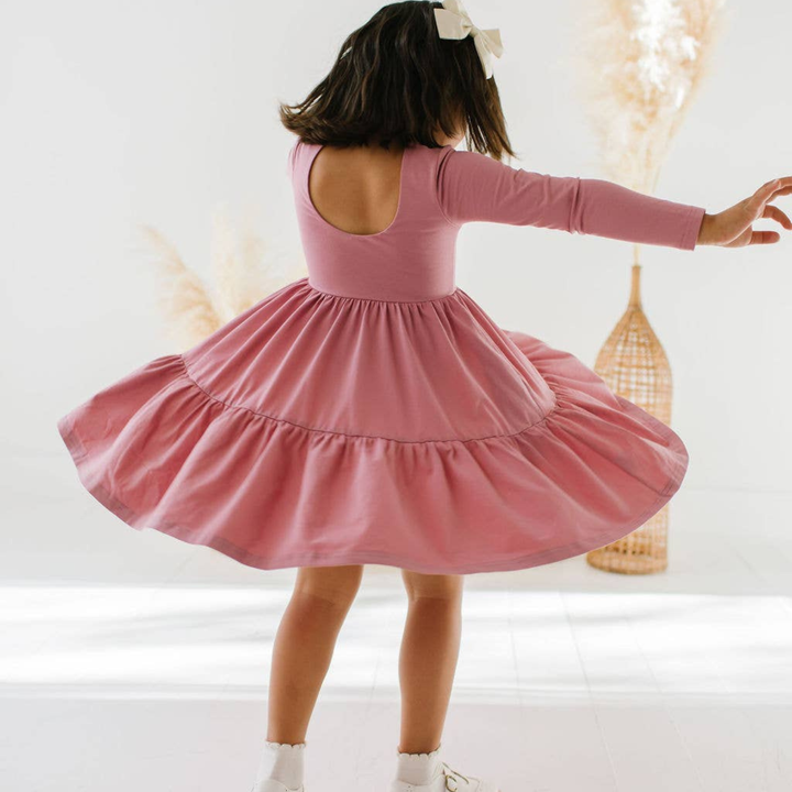 Gwendolyn Ruffle Dress in Antique Rose