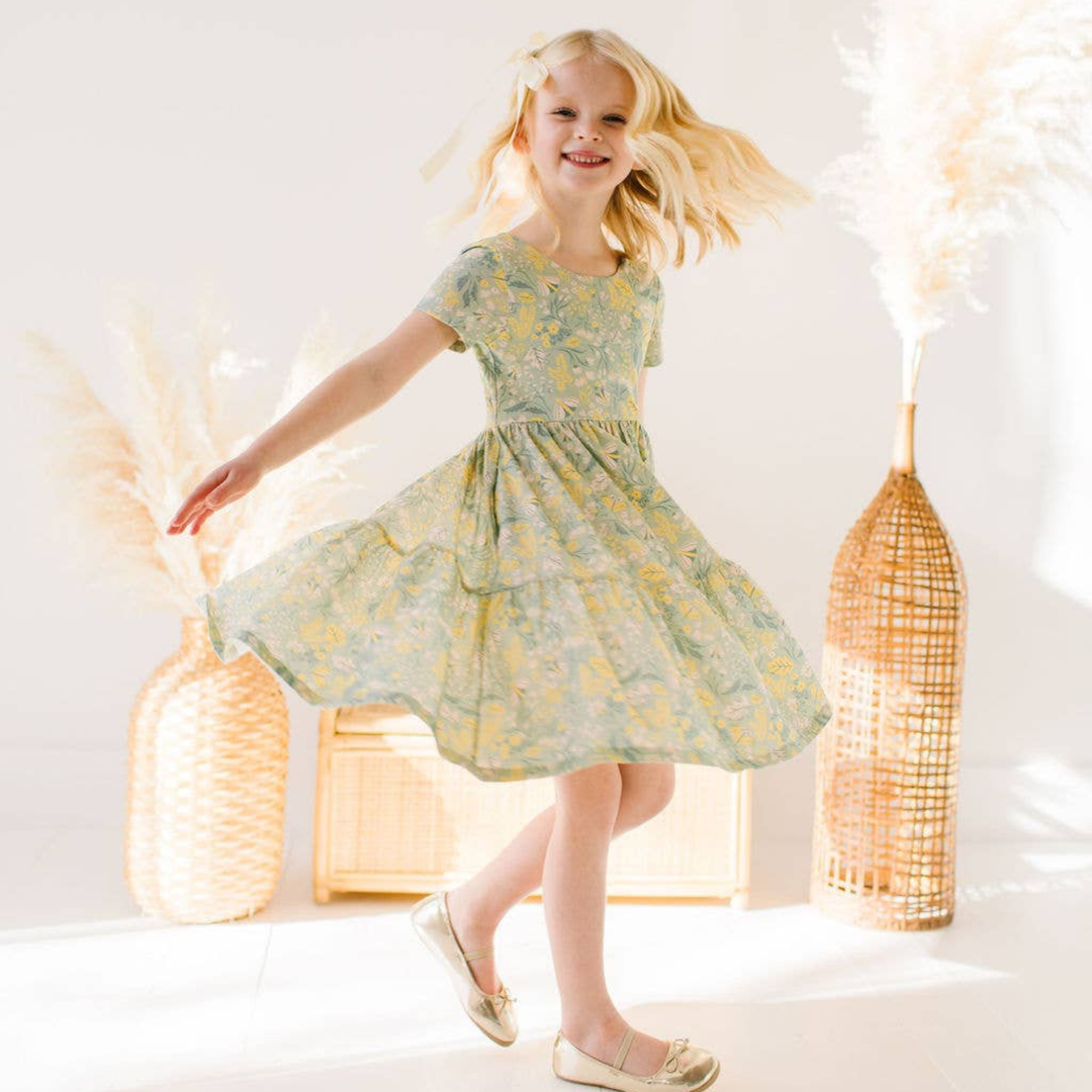 Classic Ruffle Dress in Sunlit Sage