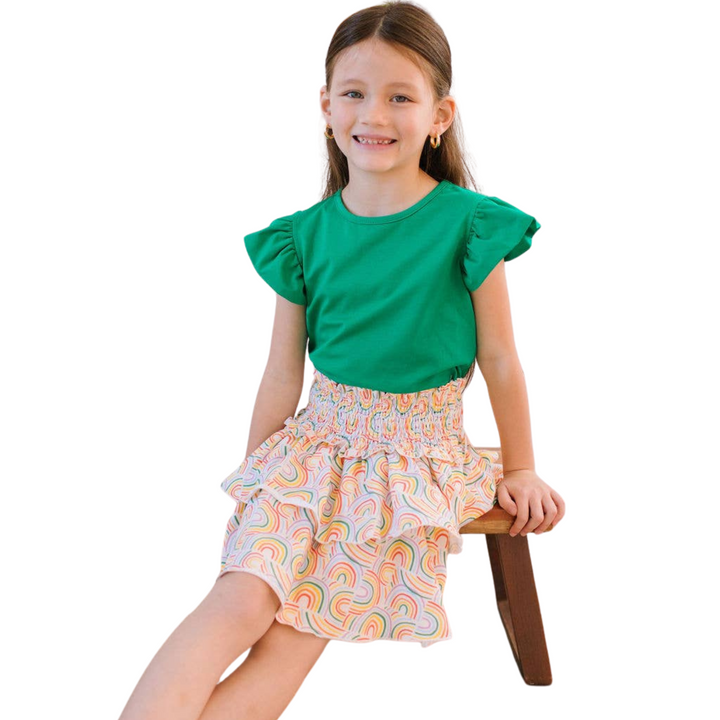 Ruffle Skort in Primary Rainbow