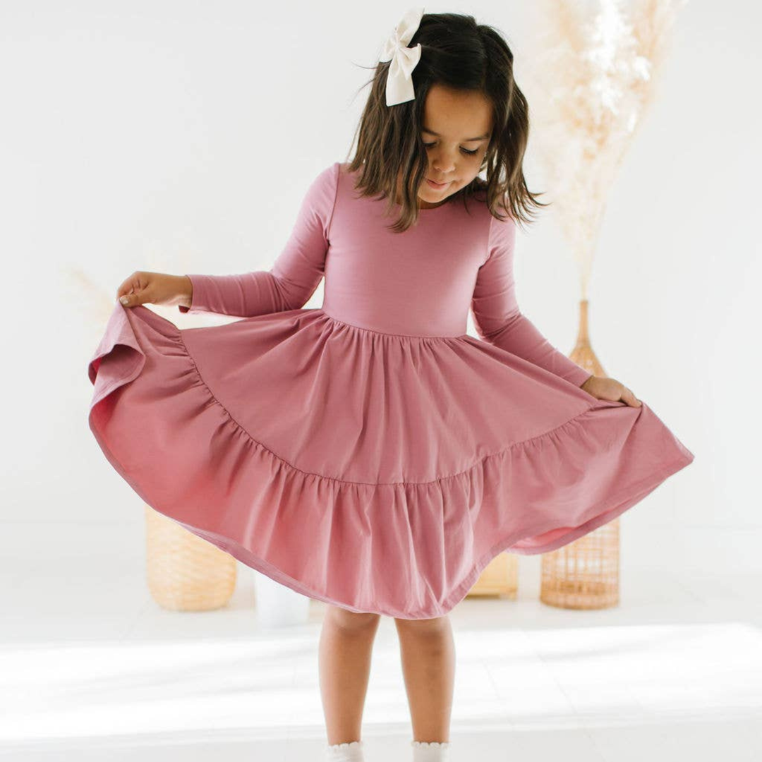 Gwendolyn Ruffle Dress in Antique Rose