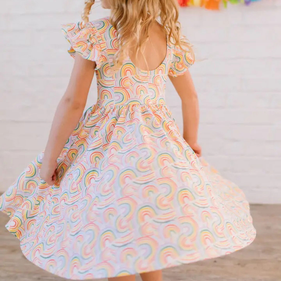 Olivia Dress in Primary Rainbow