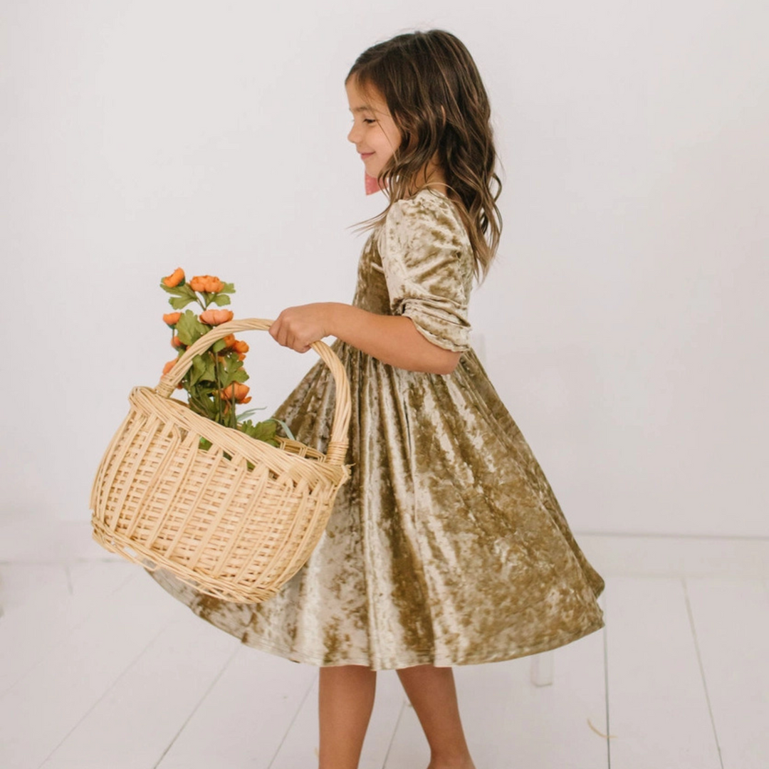 Pippa Dress in Gold Crushed Velvet