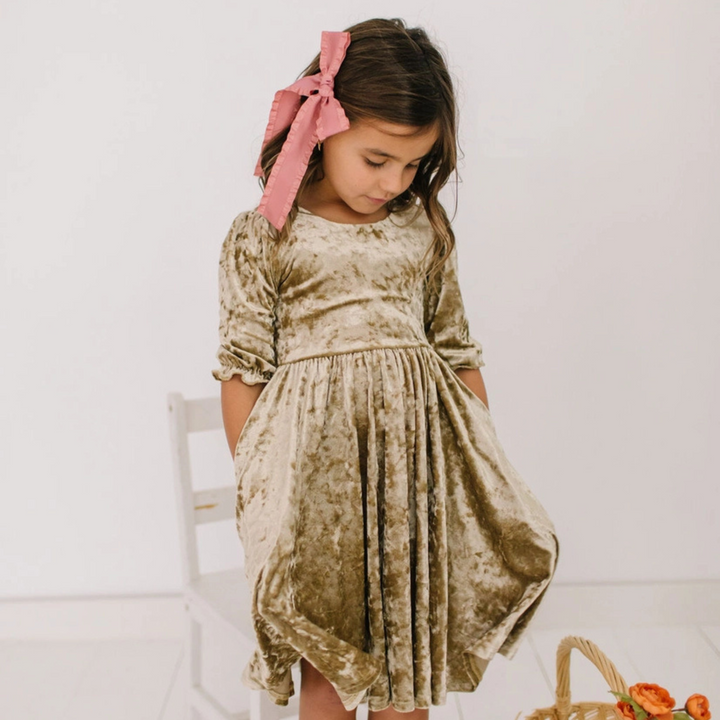 Pippa Dress in Gold Crushed Velvet