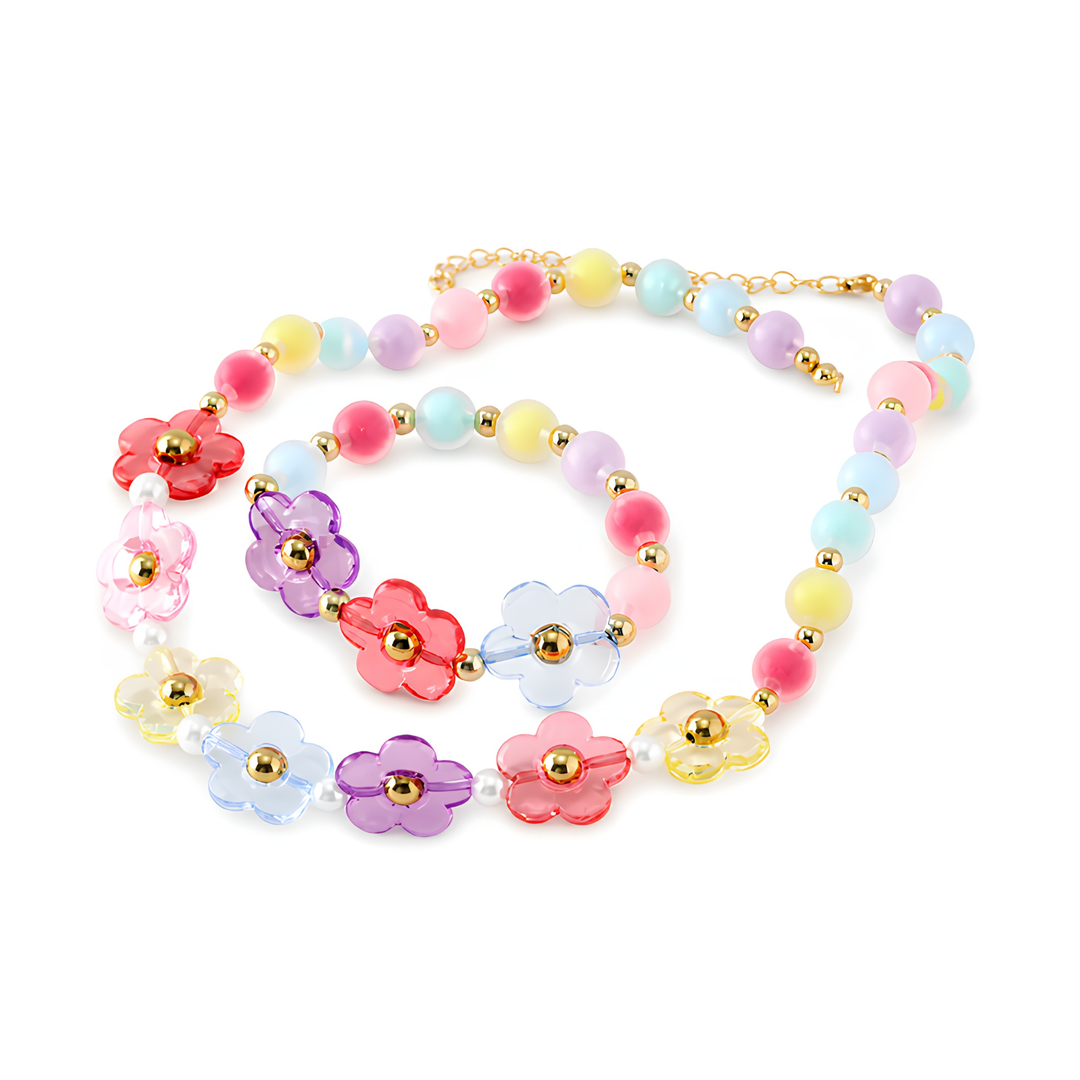 Acrylic Flower Necklace and Bracelet