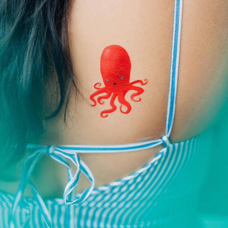 Ruby Octopus Tattoo Pair