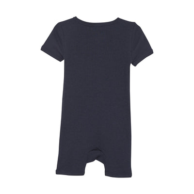 Navy Rib Romper with Buttons