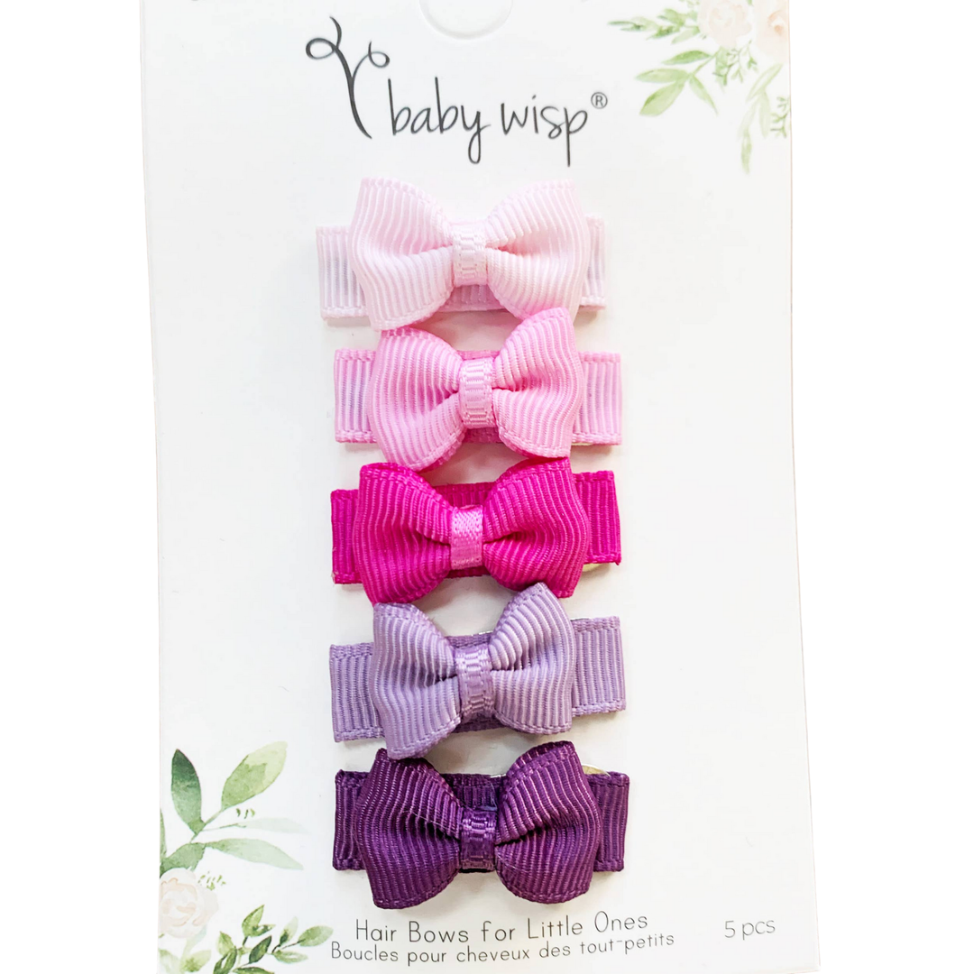 Tiny Tuxedo Bows on Snap Clips - Purple Tulips