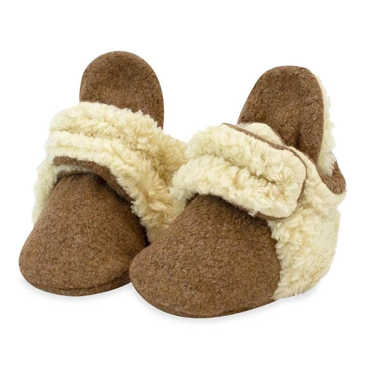 Cozy Furry Baby Bootie - Heather Mocha