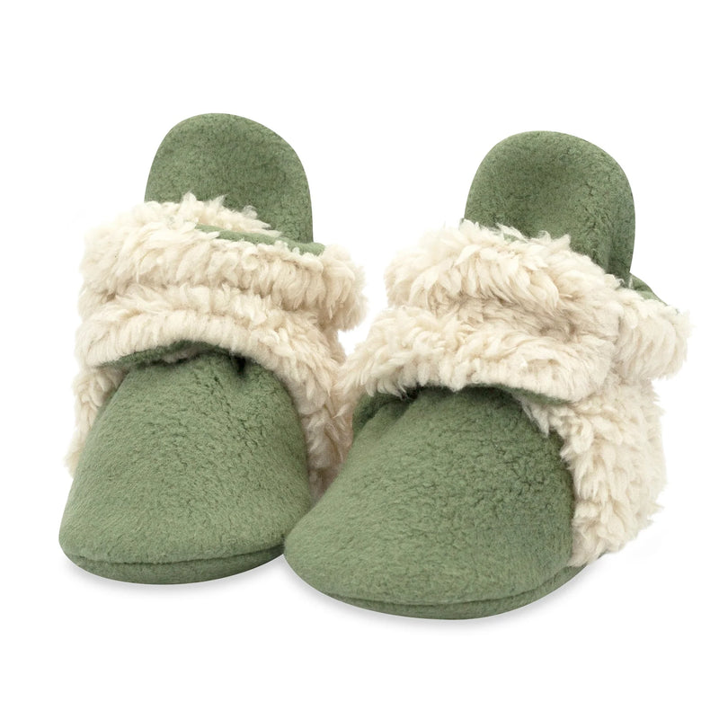 Cozy Furry Baby Bootie - Olive