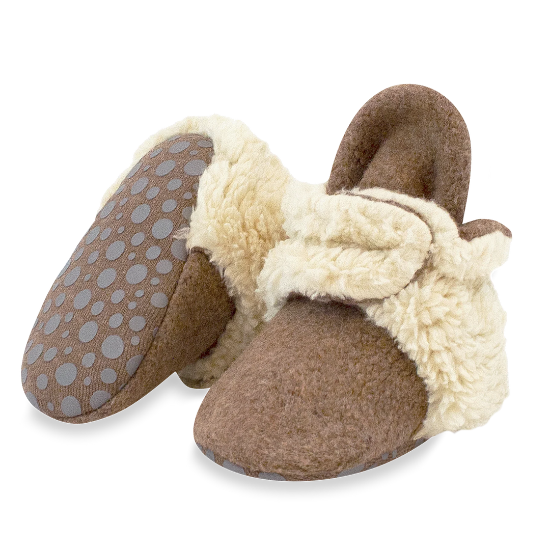 Cozy Furry Baby Bootie - Heather Mocha