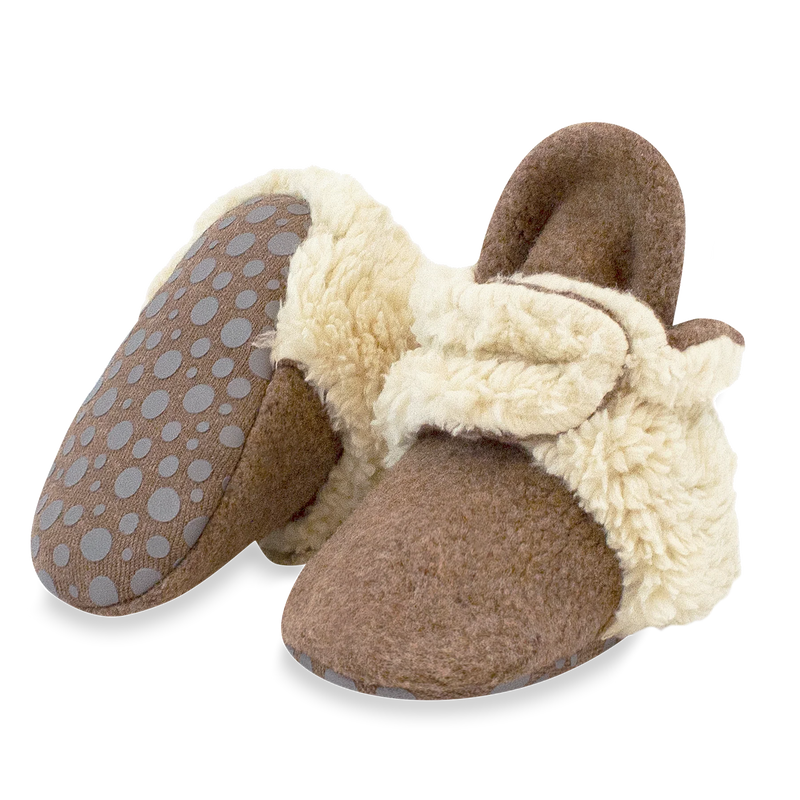 Cozy Furry Baby Bootie - Heather Mocha