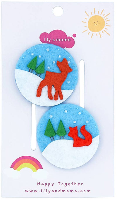 Holiday Winter Fox and Deer Hair Clips