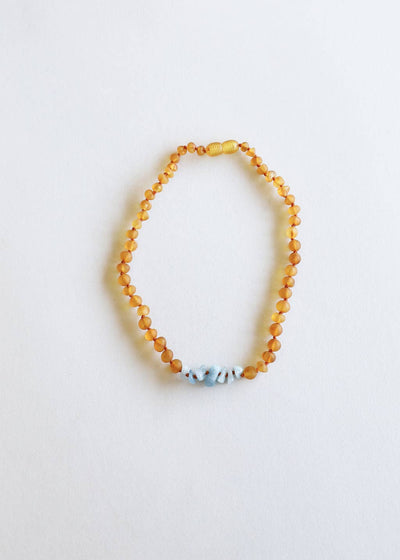 Raw Honey Amber + Raw Blue Amazonite Necklace
