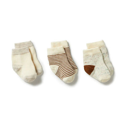 Organic 3 Pack Baby Socks - Nougat/Eggnog/Oatmeal